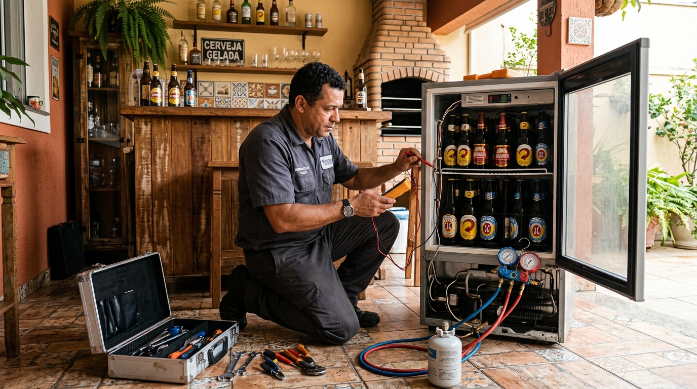 Recarga de gás refrigerante em cervejeira em atendimento em Teresina‑PI