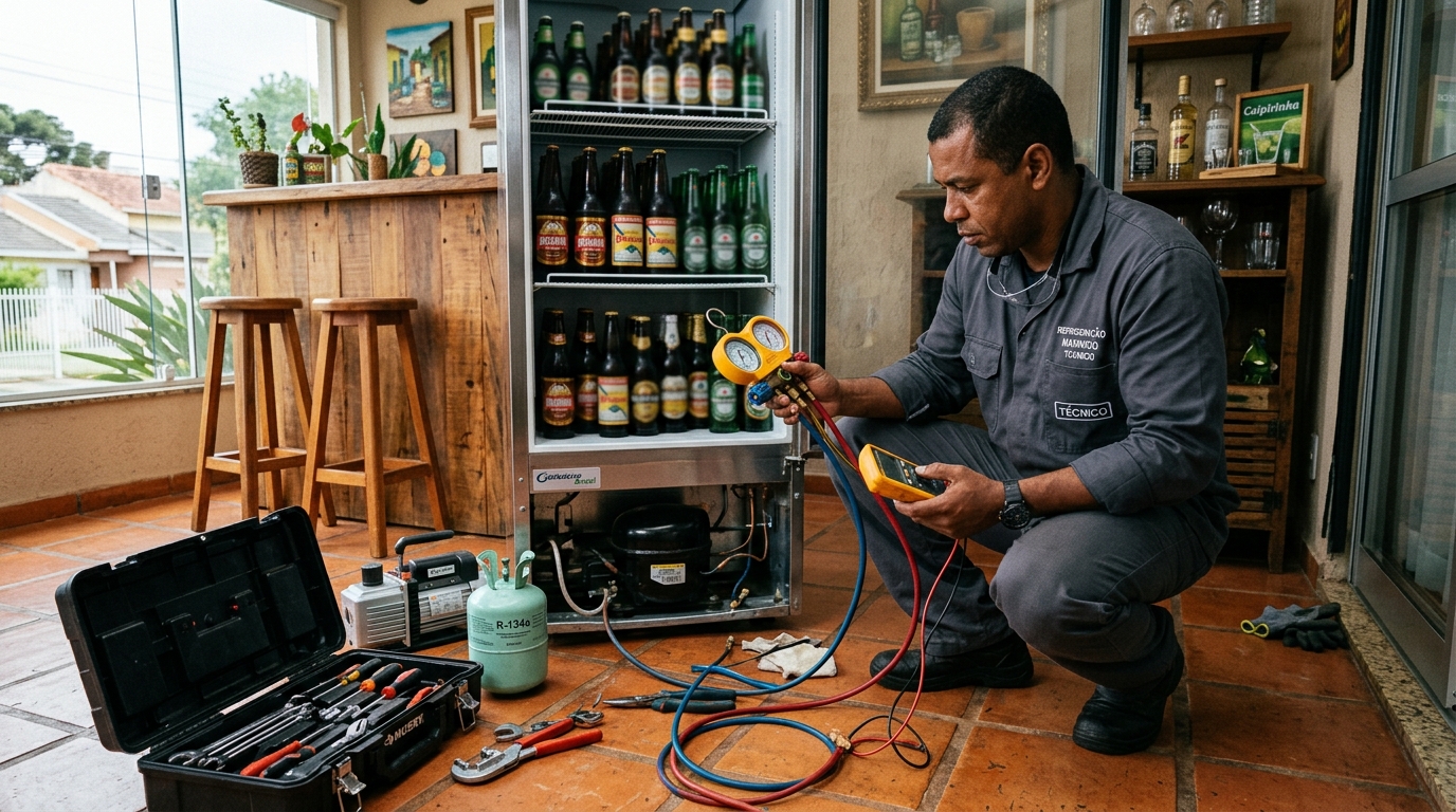 Técnico de conserto de cervejeira em residência em Teresina‑PI
